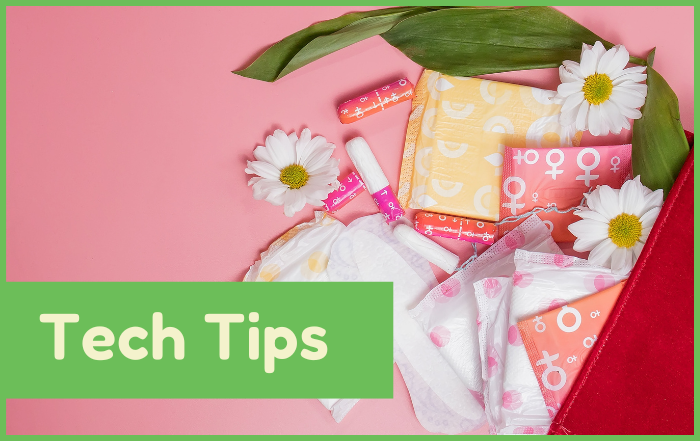 Feature Image: Teach Tips! A picture of sanitary products.