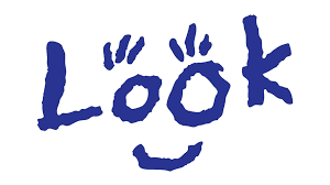 The LOOK logo, The oh's of the word look have been given eyebrows and a smiley mouth to make a face.