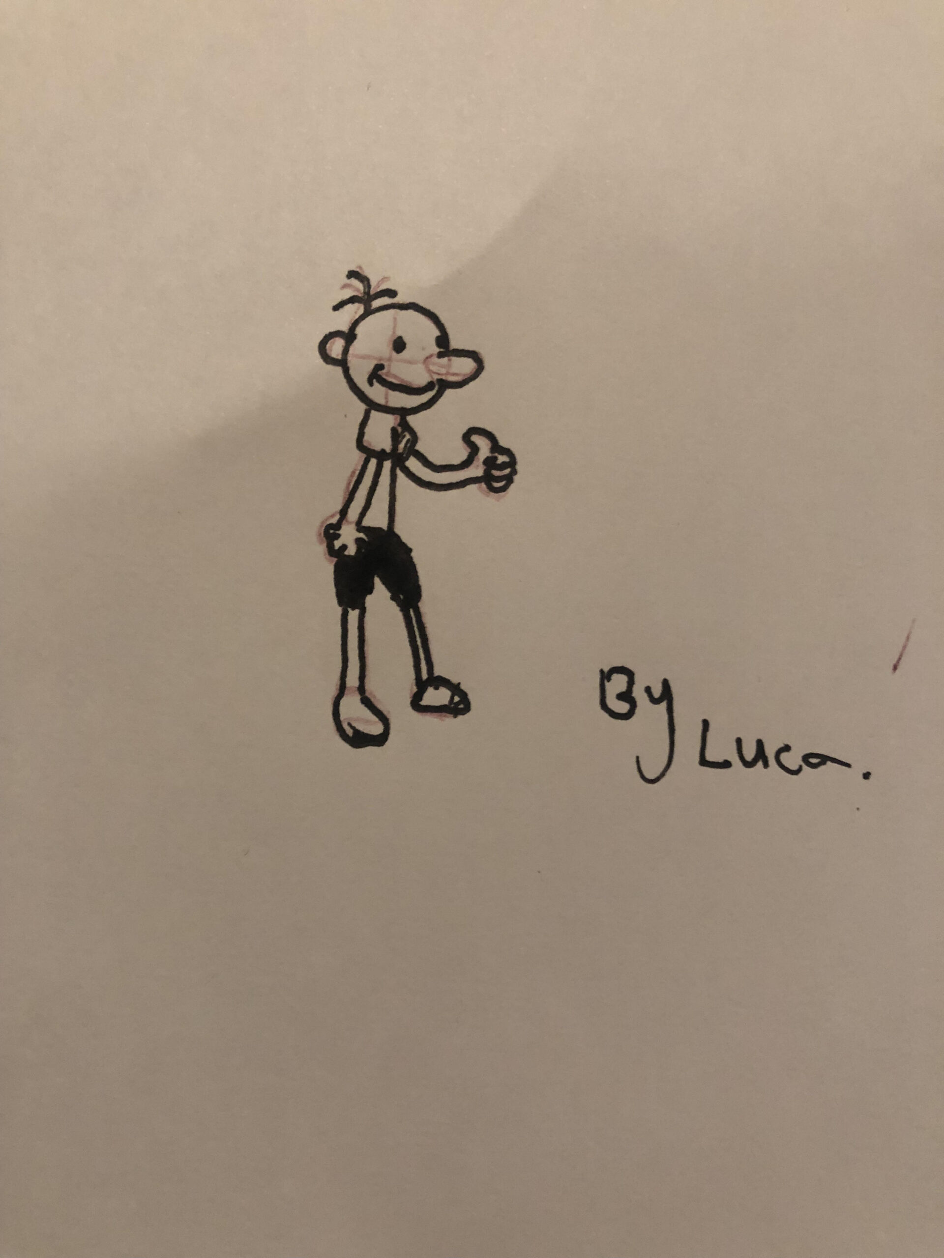 A drawing of Greg from Diary of a Wimpy Kid.