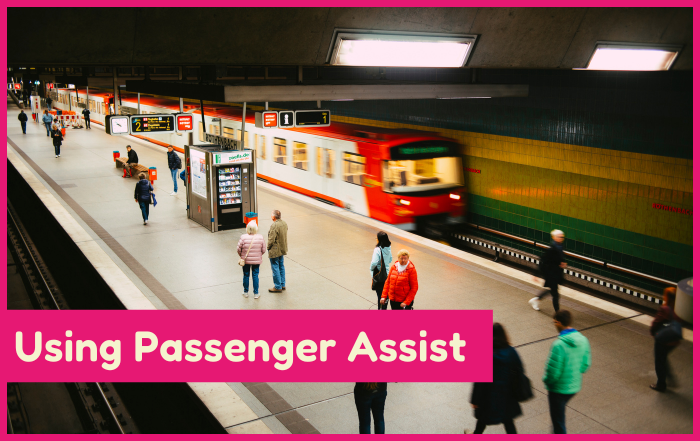 Busy train station, using passenger assist.